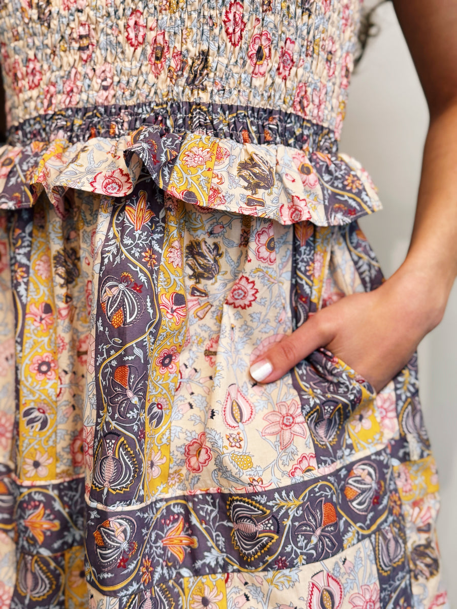 Paisley Smocked Mini Dress