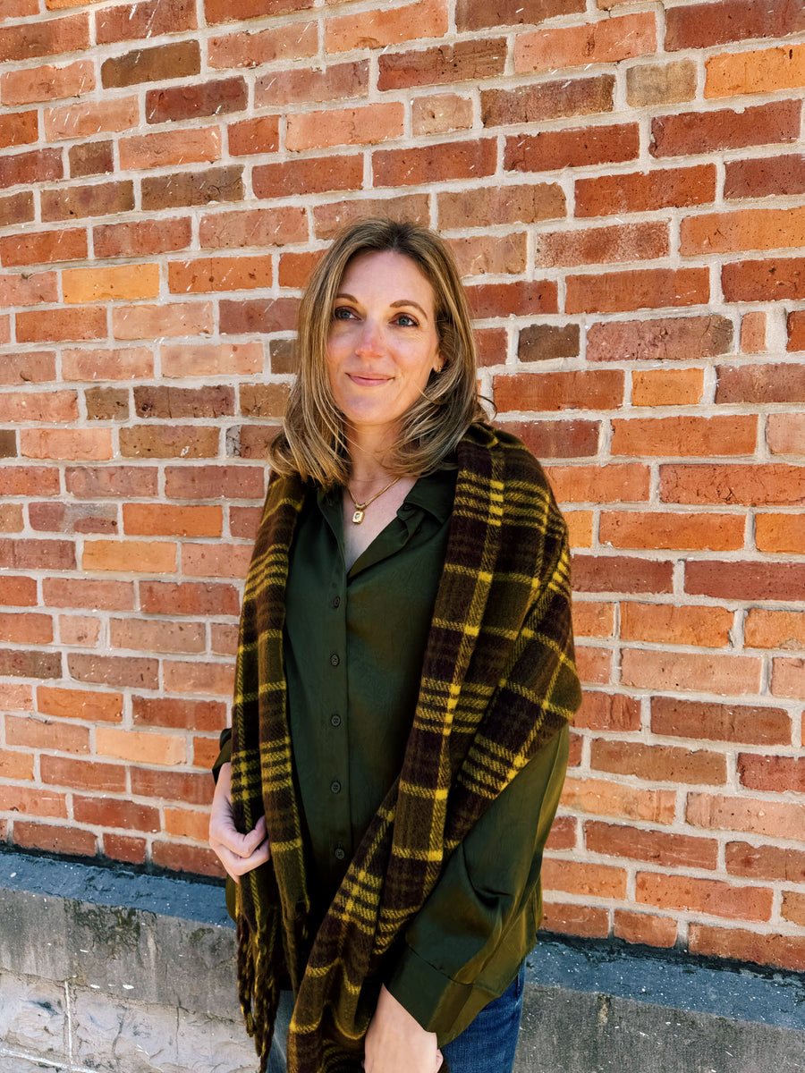 Adelynn Silk Blouse: Olive