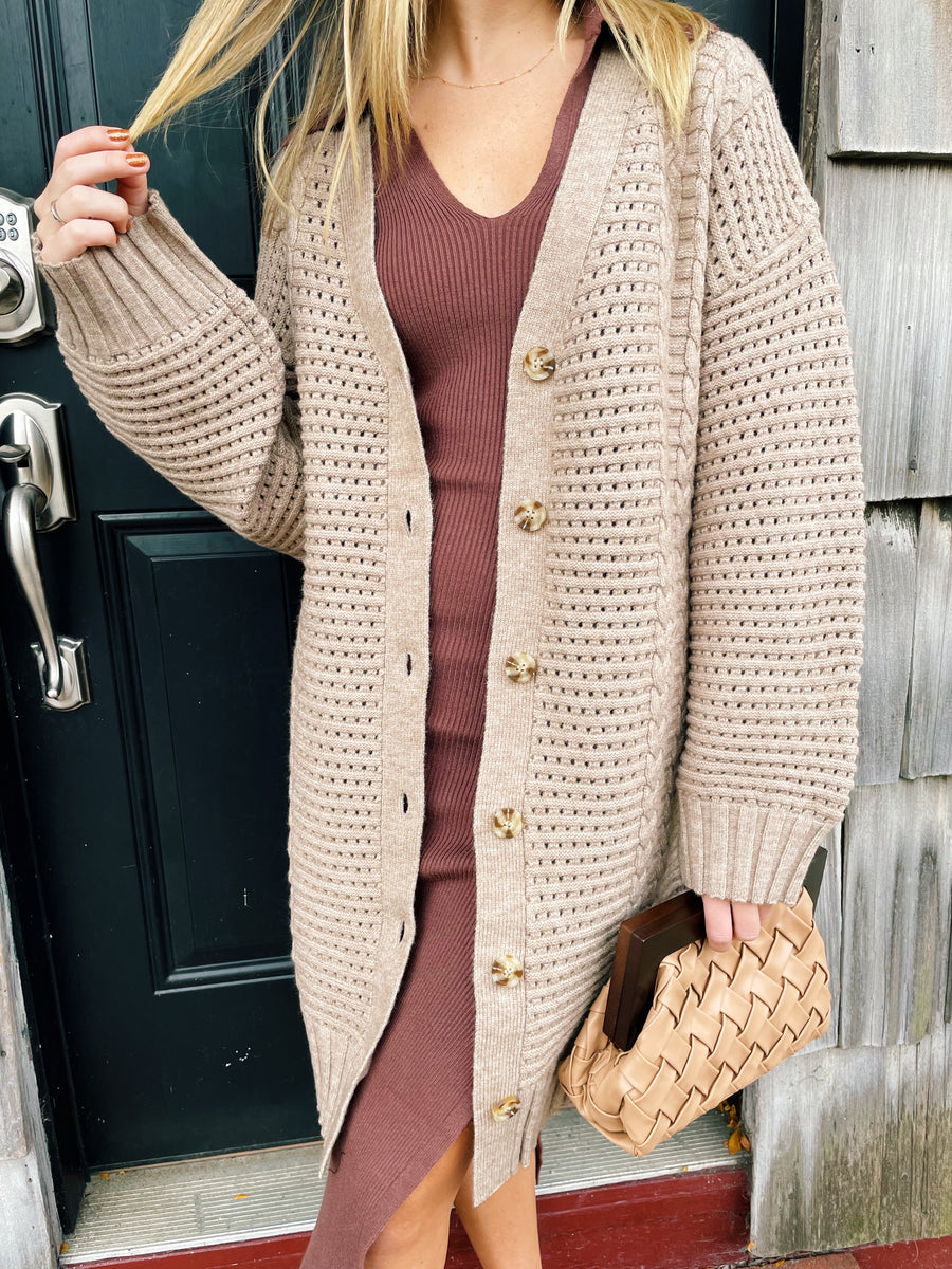 Latte Cableknit Cardigan