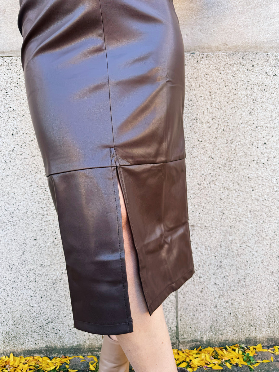 Calliope Faux Leather Midi Skirt