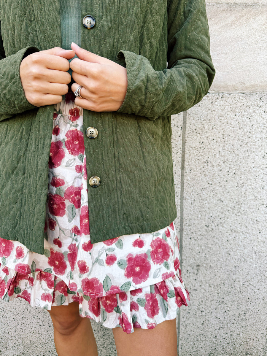 Floral Ruffle Mini Skirt