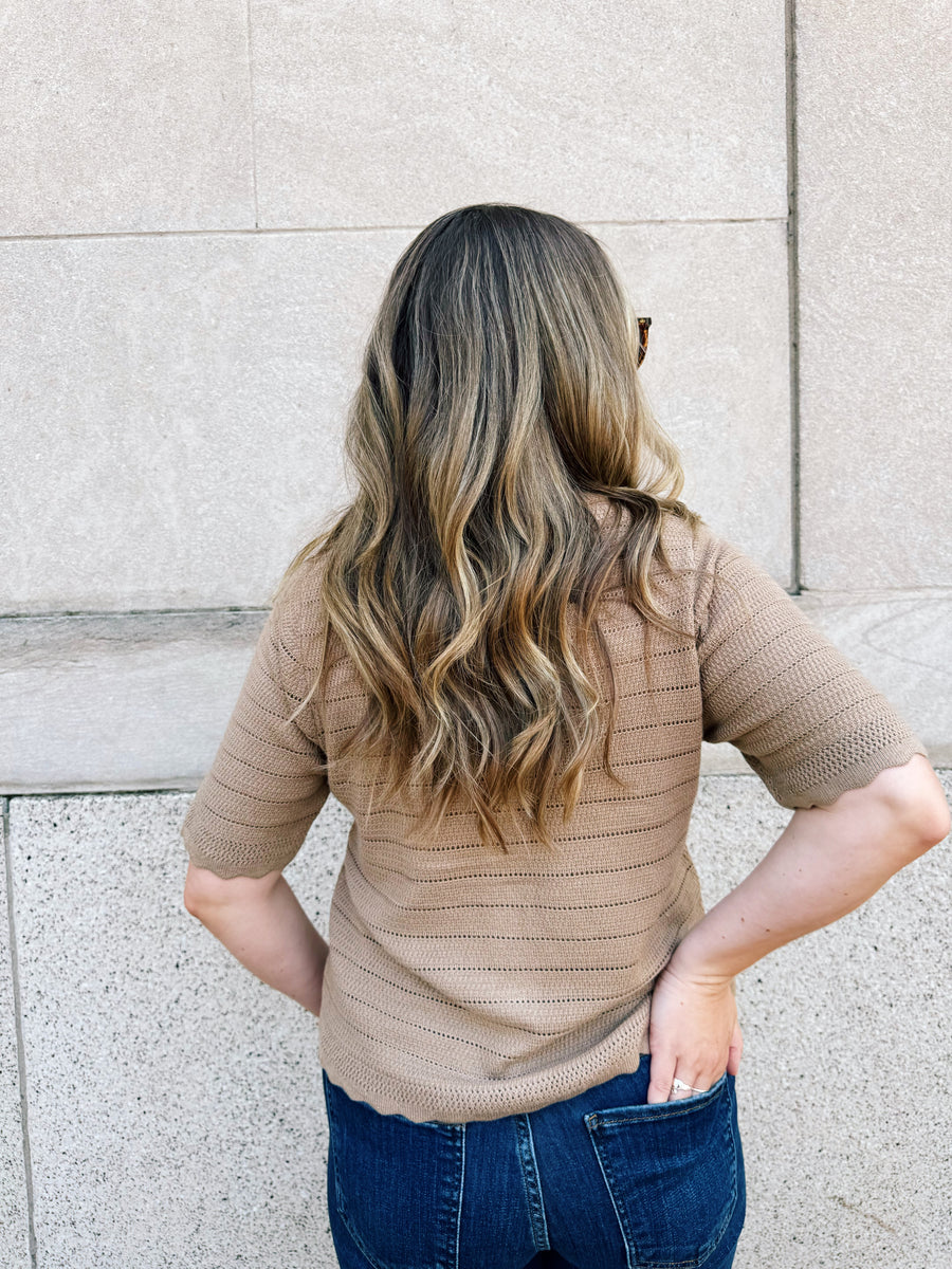 Scalloped Button Up Sweater