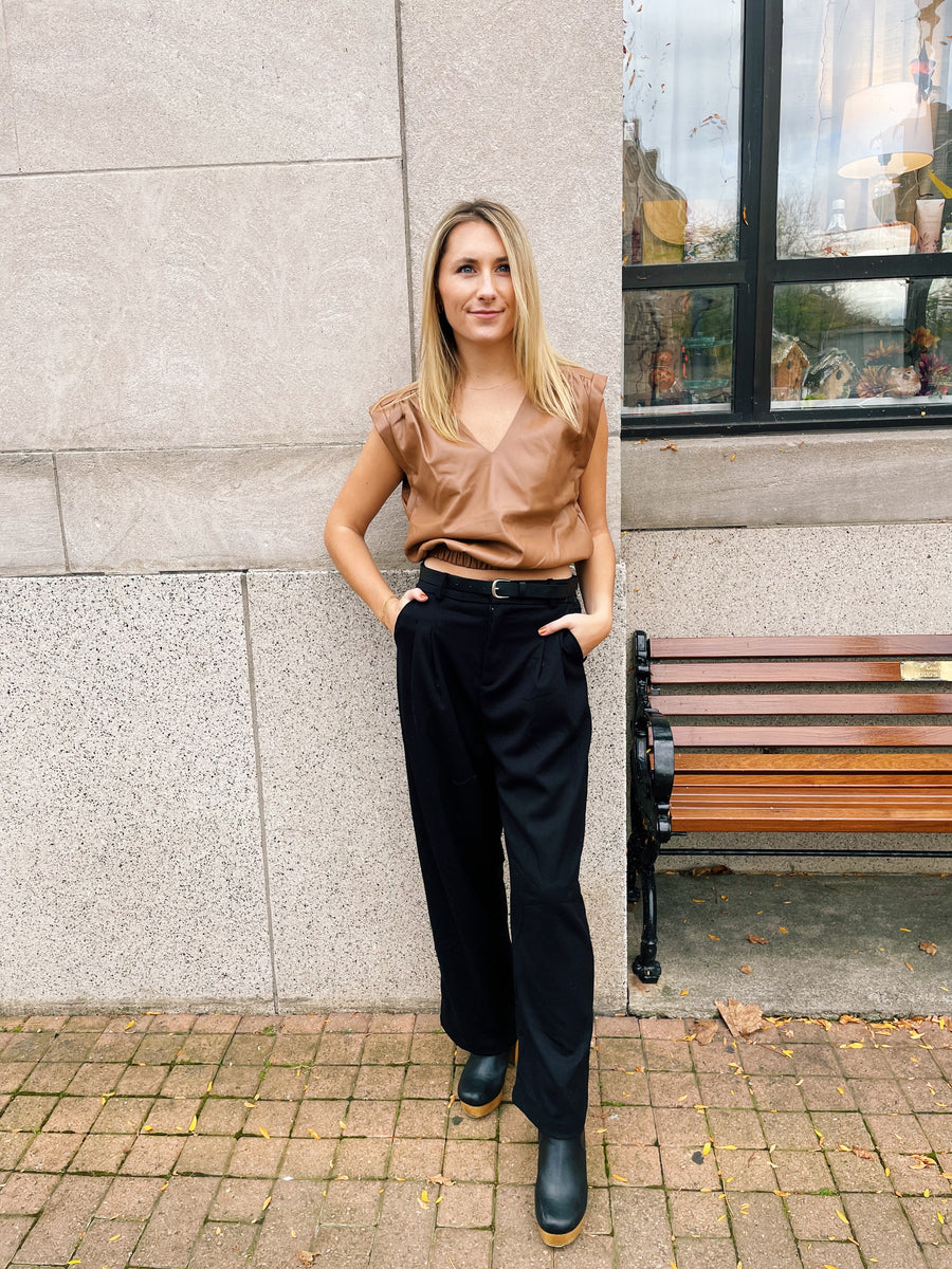 Simone Vegan Leather Top