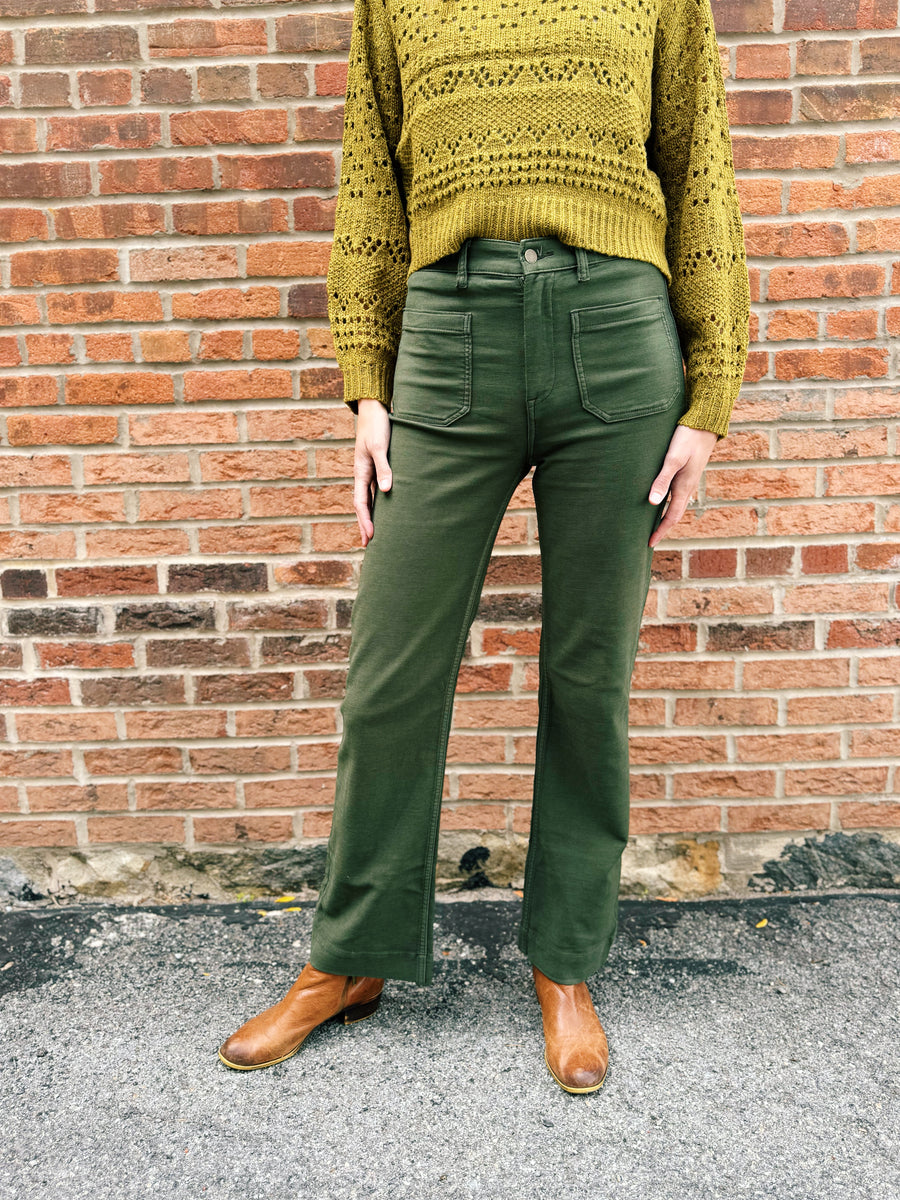 Stretch Terry Patch Pocket Pant: Forest Olive