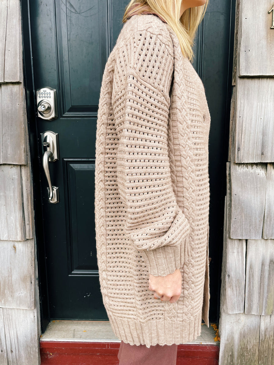 Latte Cableknit Cardigan