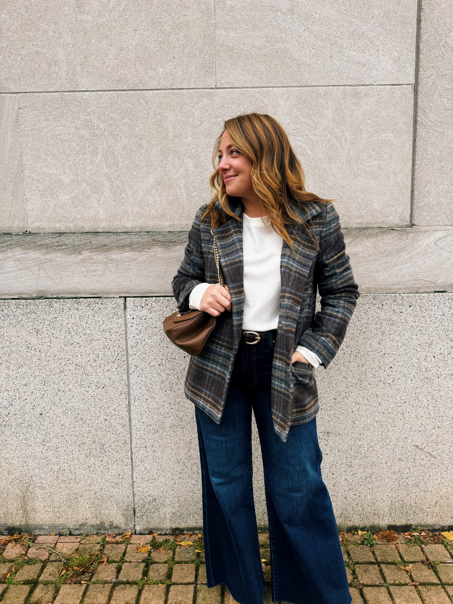 Plaid Long Line Coat