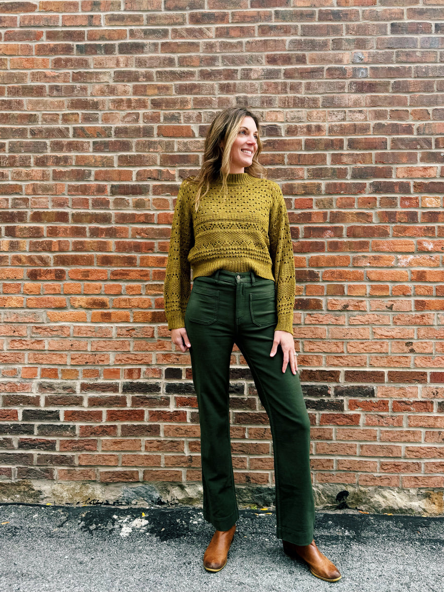 Stretch Terry Patch Pocket Pant: Forest Olive