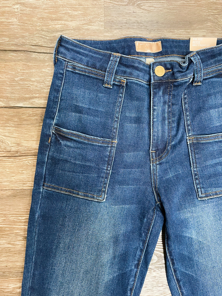Reese High Rise Patch Pocket Ankle Straight