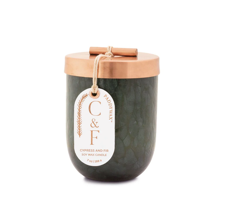 Cypress + Fir Green Blown Glass Candle