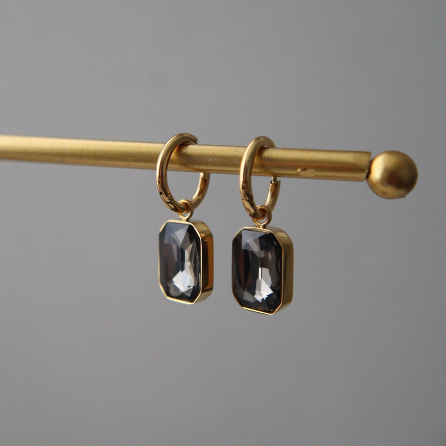 Naomi Hoops - Gray | Zircon Drop Hoops