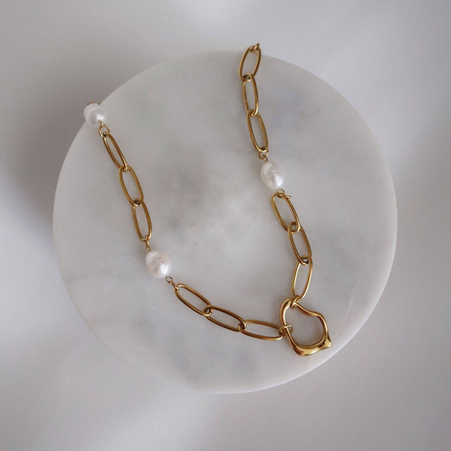 Ayla Pearl Paperclip Necklace | Pearl Accent Necklace