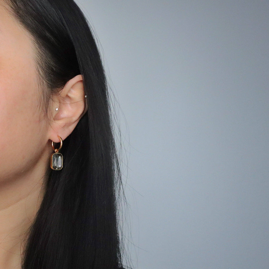 Naomi Hoops - Gray | Zircon Drop Hoops