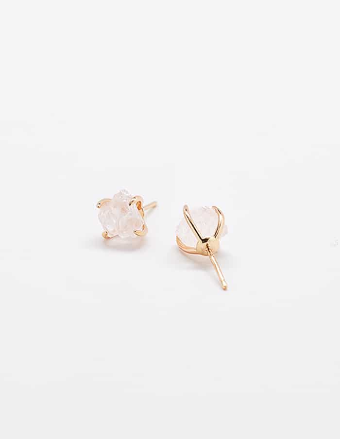 Rose Quartz Gold Claw Gemstone Studs
