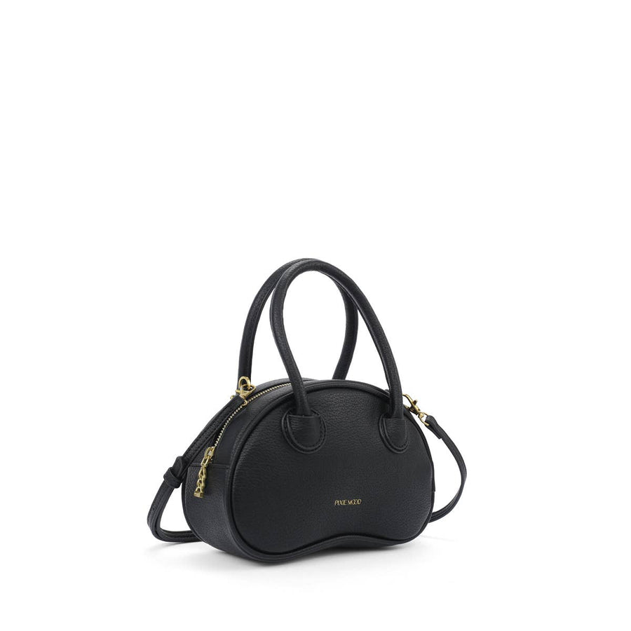 Bean Crossbody- Recycled Vegan Bag: Black Pebbled