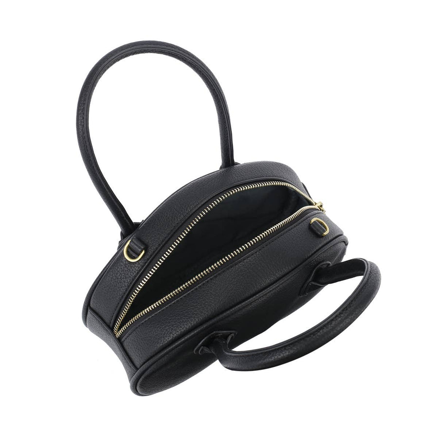 Bean Crossbody- Recycled Vegan Bag: Black Pebbled