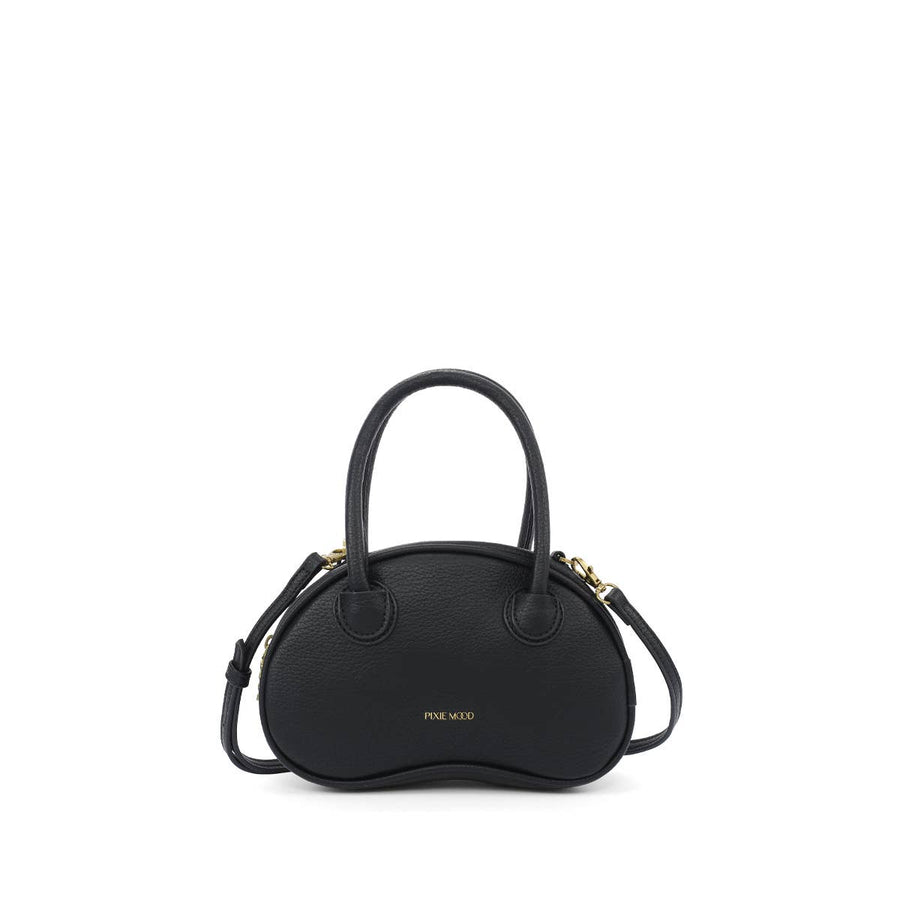 Bean Crossbody- Recycled Vegan Bag: Black Pebbled