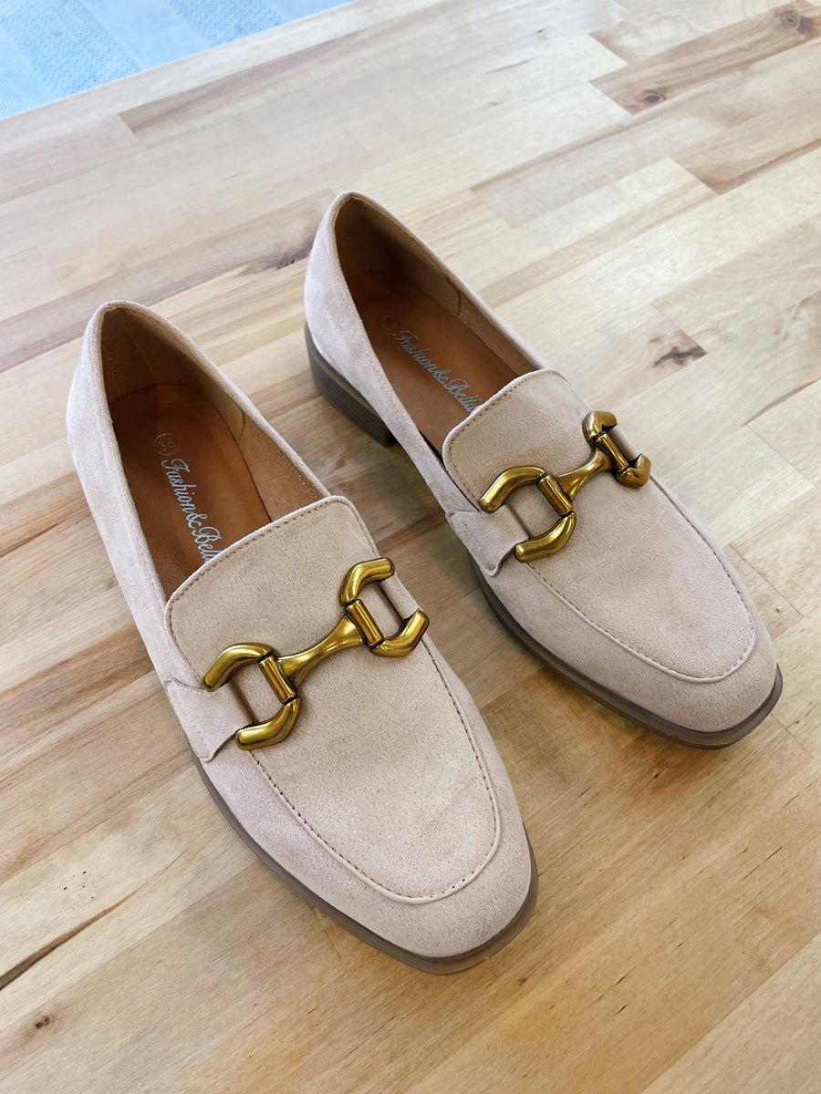 Suede Loafer with Buckle