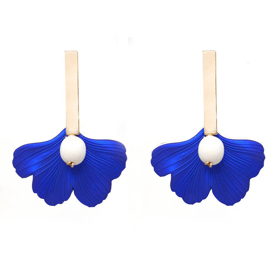 Blue Gingko Leaf Earring