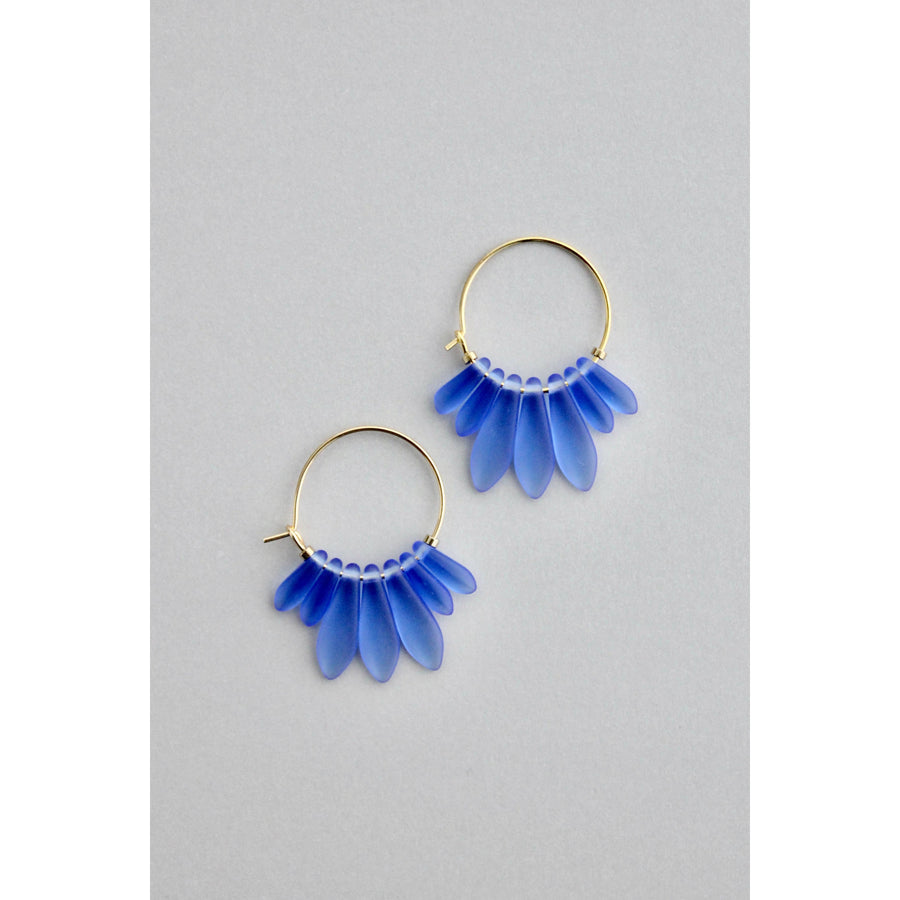 Blue Glass Hoop Earrings