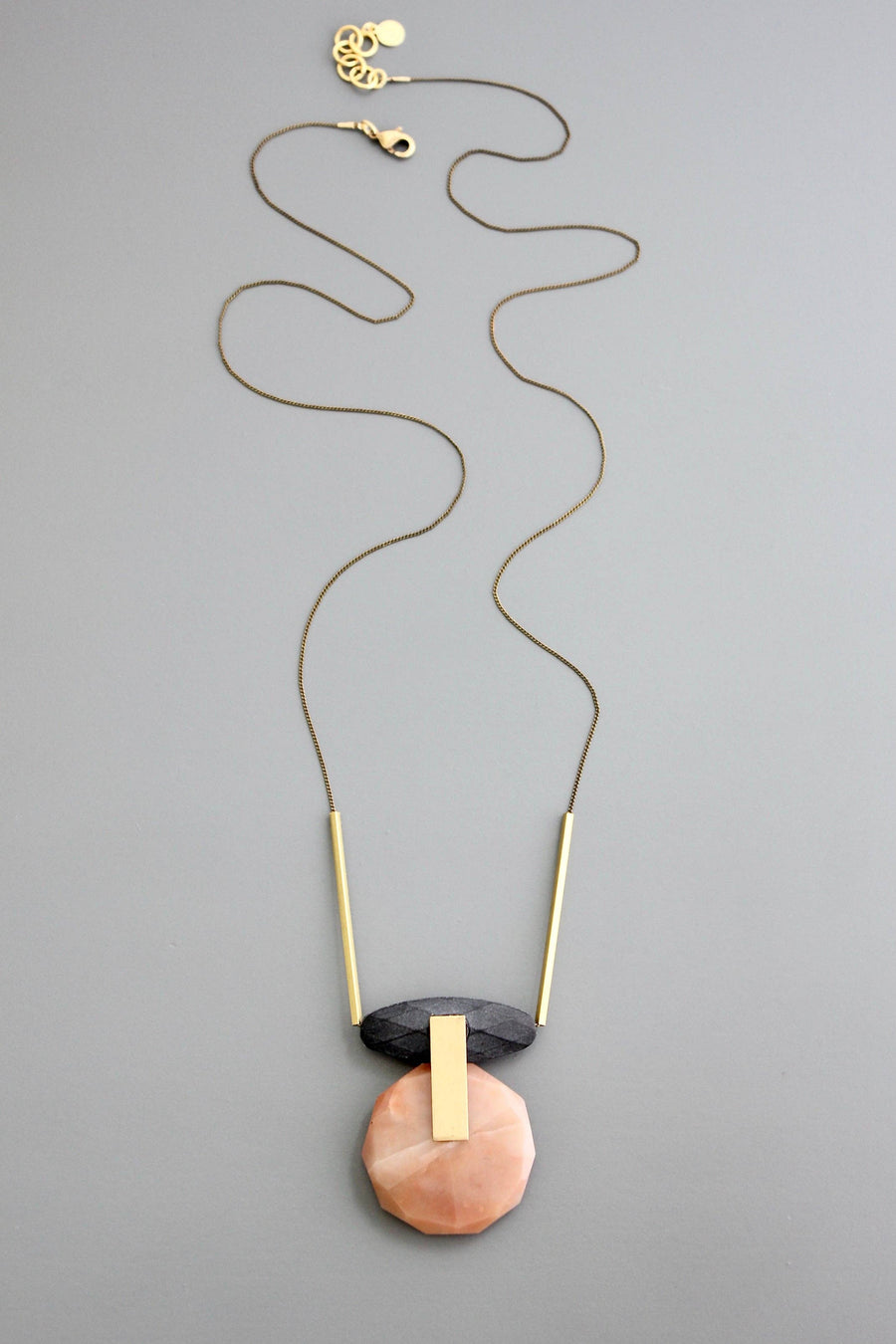 Matte Black + Agate Pendant Necklace