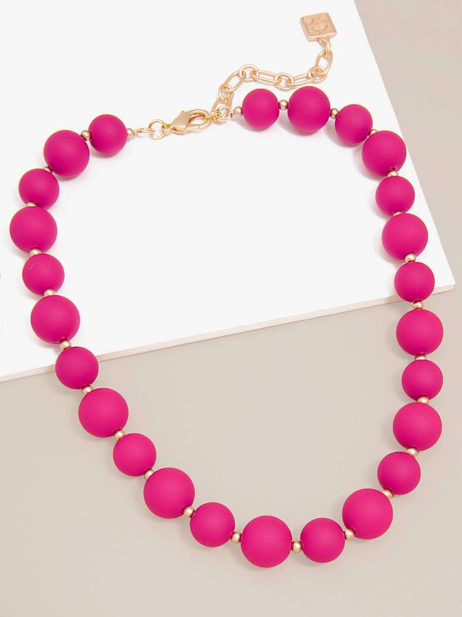 Chunky Matte Beaded Collar Necklace Jewelry