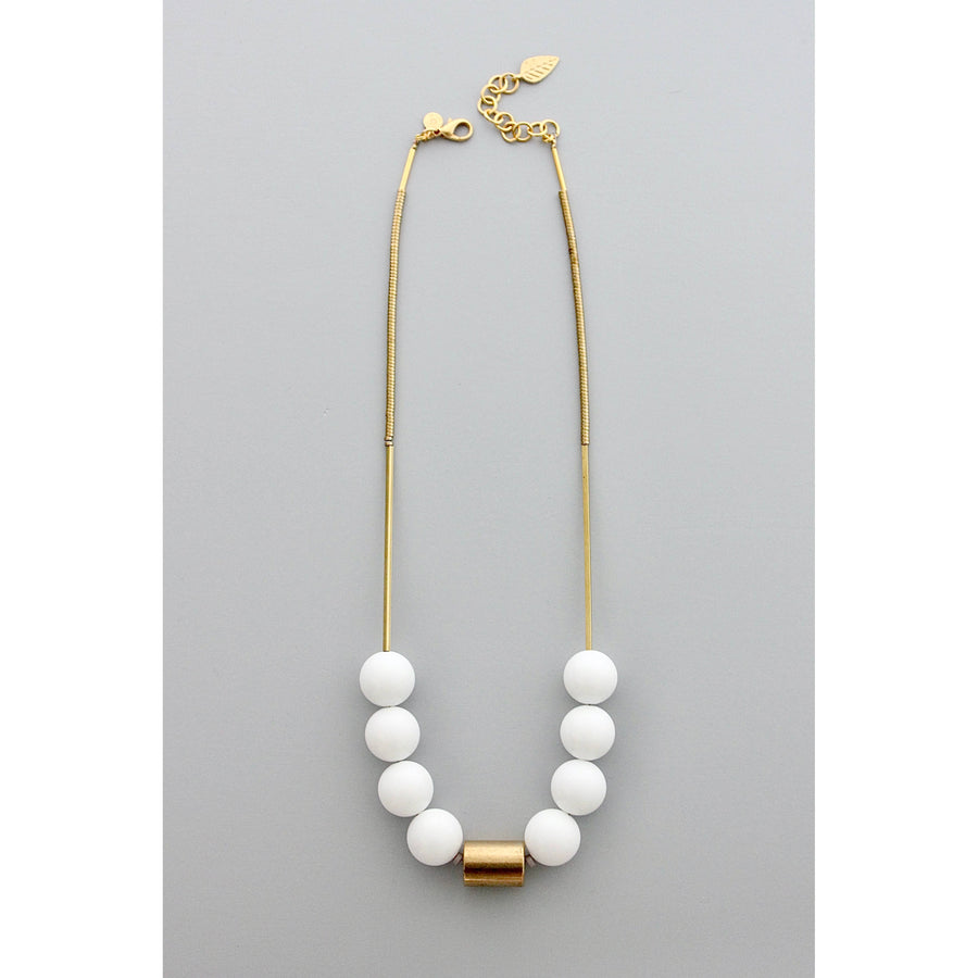 White Agate + Brass Necklace