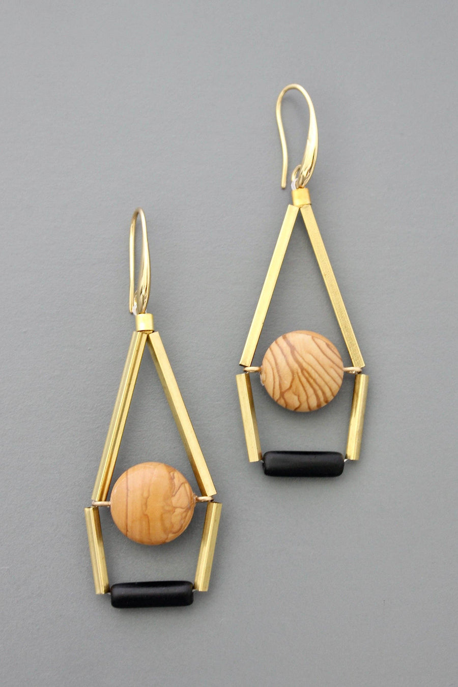 Sandstone Jasper + Glass Earrings