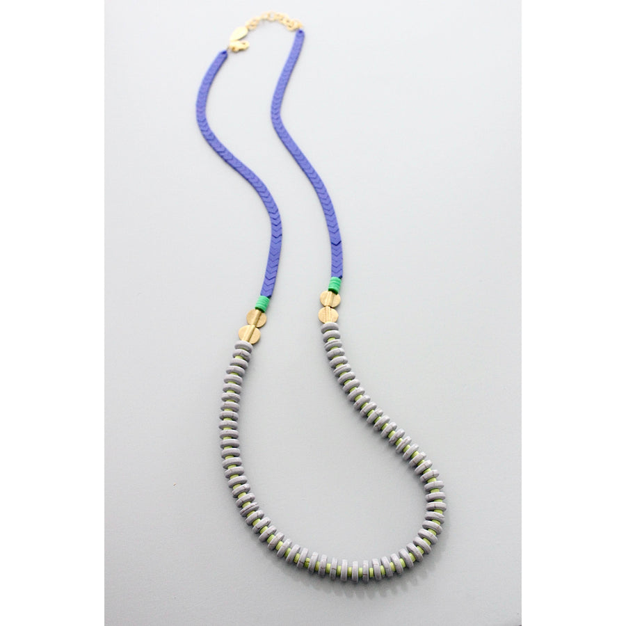 Blue, Green, + Gray Long Necklace