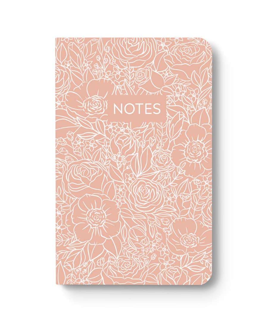 White Line Drawn Floral Dotted Notebook
